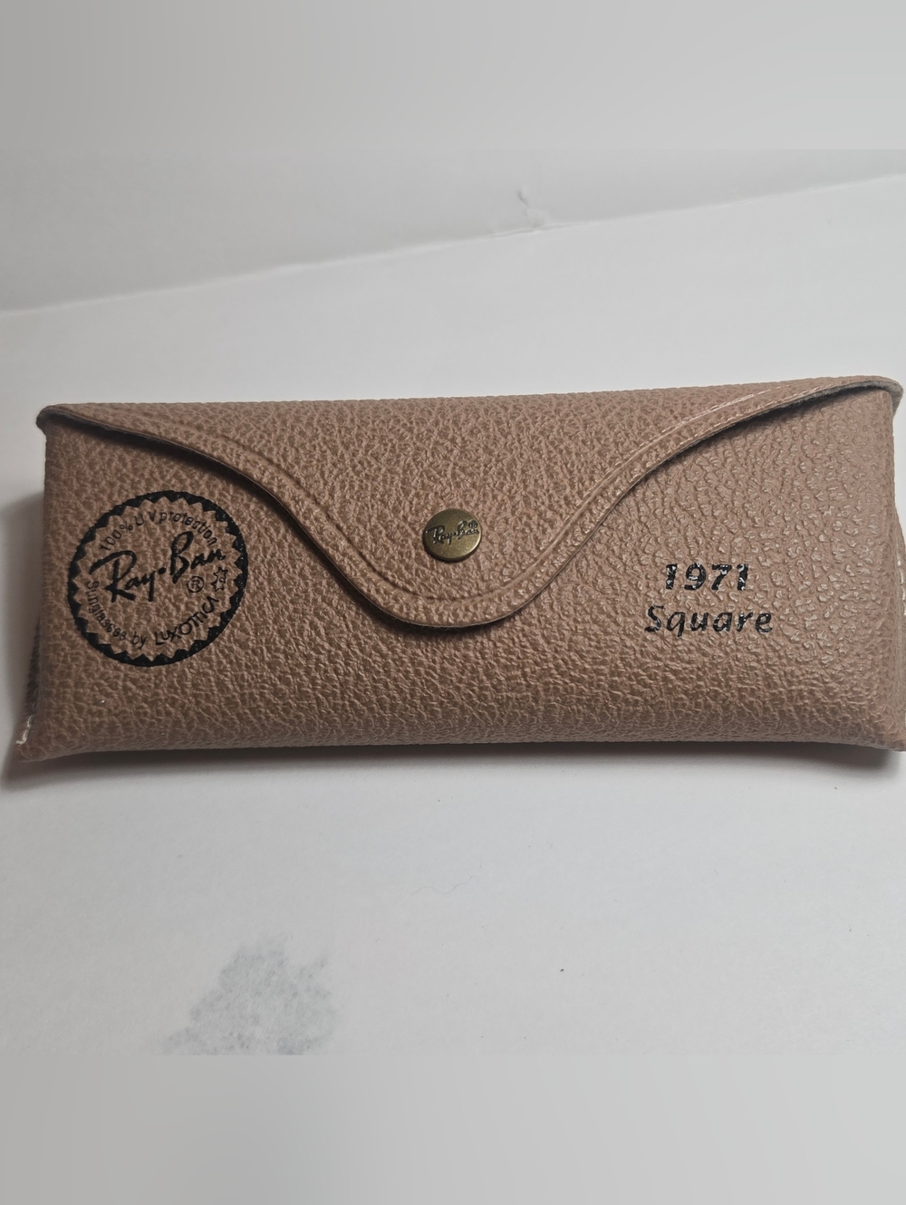 Vintage 1971 Square Ray Ban Soft Tan Leather Case EUC RB Hardware